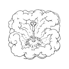 Surreal key penetrating cloud formation emitting light symbolizing unlocking potential and