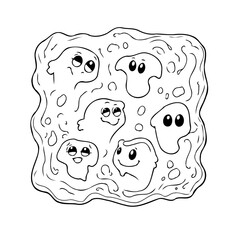 Whimsical Cartoon Microbes Floating in Nutrient-Rich Medium for Science or Kids Creative Projects