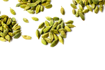 Green cardamom pods with aromatic and medicinal benefits.