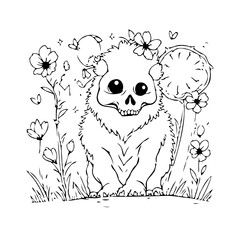 Whimsical creature illustration amidst flourishing botanicals a balance between fantastical charm