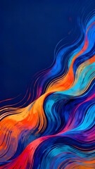 Abstract colorful wave pattern with flowing lines on a dark background