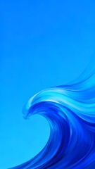 Abstract blue wave with dynamic motion against a gradient sky background