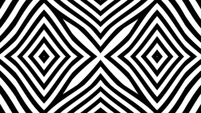 Abstract black and white geometric pattern with dynamic lines and illusionary effects