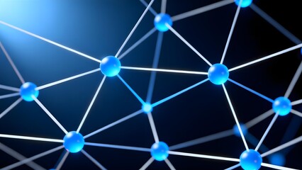 Abstract network of connected blue nodes with glowing lines on a dark background