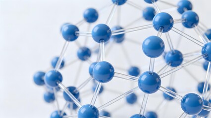 Obraz premium Close-up of a blue molecular structure model with interconnected spheres and rods