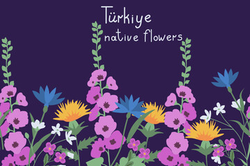 Native flowers of Turkiye vector illustration