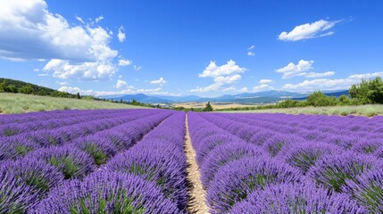 Lavender field under a vibrant sky