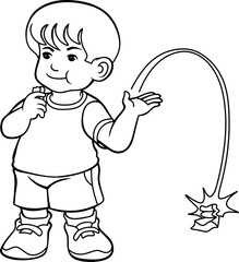 Kid Carelessly Throwing Trash Around vector illustration 
