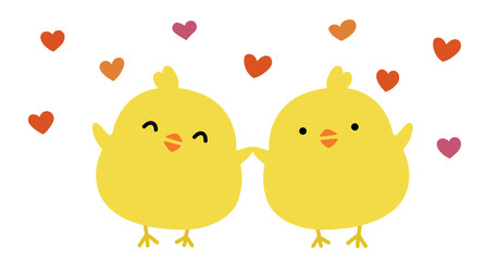 ラブラブな仲良しヒヨコのキャラクター