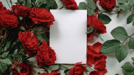 Blank paper framed by roses