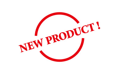 NEW PRODUCT ! - NEW PRODUCT ! text written on Red Rubber Stamp 
