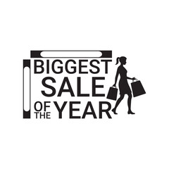 Biggest Sale of the Year Black Friday Silhouette Vector Illustration.