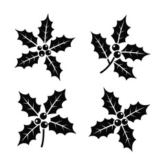 Naklejka premium Festive holly berry illustration set for holiday season greeting cards and decorations with classic Christmas themes and simple vector designs for invitations