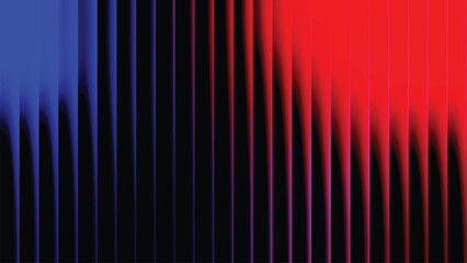 High Contrast Glass Gradient Neon Light Background - Abstract Vertical Lines in Glowing Red and Dark Blue on Black