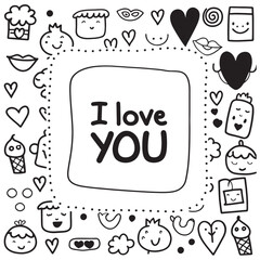  Black and White Love Doodle Set
