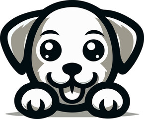 Peeking dog logo icon vector white background .