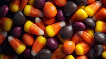 Candy corn and jelly beans halloween treats autumn seasonal sweets holiday background