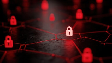 Cybersecurity Network: A visual representation of digital security, a network of illuminated locks symbolizes the importance of online protection in a world increasingly reliant on data.