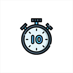 Stopwatch displaying ten seconds sitting on white surface representing time management and urgency in modern business environment.