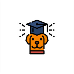 Dog wearing graduation cap celebrates academic achievement with bright sparks of success, symbolizing intelligence and scholarly accomplishment.