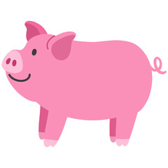 Cartoon illustration of a pink pig 