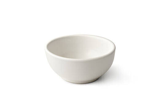 Empty white ceramic bowl for food on transparent background