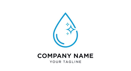 Modern blue water drop logo with a sparkling clean icon for branding.