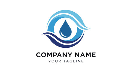 Water Drop and Wave Circle Logo Design for Purity and Freshness.