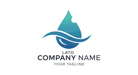 Modern Water Drop Logo Design with Waves.
