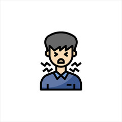 Man suffering from neck pain clutches his throat in agony, depicting a common health issue with a focus on discomfort and distress.