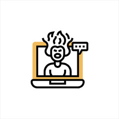 Frustrated person screams at laptop screen during online meeting, expressing anger and stress from technical difficulties and communication issues.