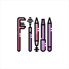 Cosmetics arranged neatly on white surface, showcasing beauty tools for makeup application with clean and minimalist aesthetic.