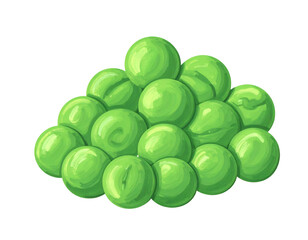 Pile of Fresh Green Peas Illustration Isolated on Black Background