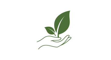 Hand holding a growing plant representing nature and environmental protection.
