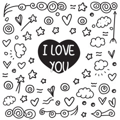 Hand Drawn Cute Romantic Icons