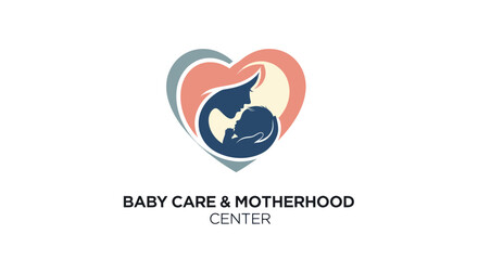 Mother and Child Heart Shaped Logo for Baby Care Center.