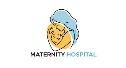 Maternity Hospital Logo - Mother Holding Baby in Gentle Embrace, Symbolizing Care.