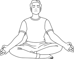  yoga meditation line vector illustration isolated on white background