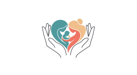 Obraz premium Family love and care concept with hands holding heart shape.