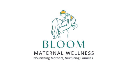 Bloom Maternal Wellness Logo with Mother and Baby Embrace.