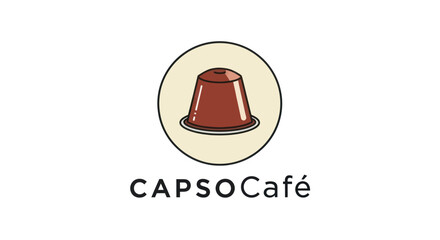 CapsoCafe Logo with Brown Coffee Capsule in Circle.