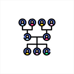 Family tree diagram showing lineage and relationships between individuals, representing ancestry and heritage, in a genealogical context.