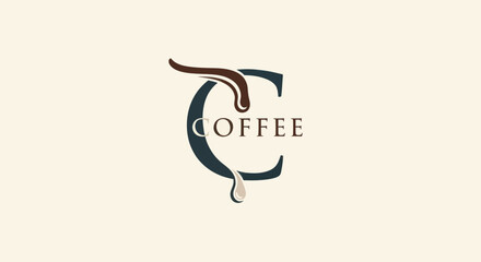 Elegant Coffee Logo Design with Initial C and Coffee Bean Symbol.