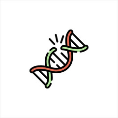 Damaged dna strand breaks apart against a white backdrop, symbolizing genetic mutation and vulnerability in a minimalist style.