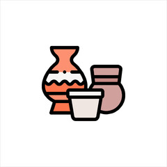 Collection of ceramic vases sitting on display shelf in pottery studio showcasing handmade art with earthy tones and rustic charm.