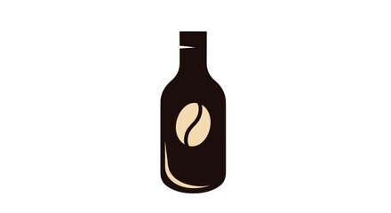 Dark coffee bottle with a coffee bean symbol on the front, isolated.