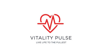 Vitality Pulse Logo with Heartbeat Line and Text.