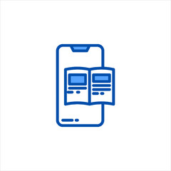 Smartphone displaying open book application for mobile learning and digital education in modern style.