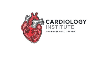 Cardiology Institute Professional Design with Anatomical Heart Illustration.