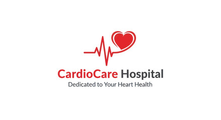 CardioCare Hospital Logo Heartbeat and Heart Symbol.